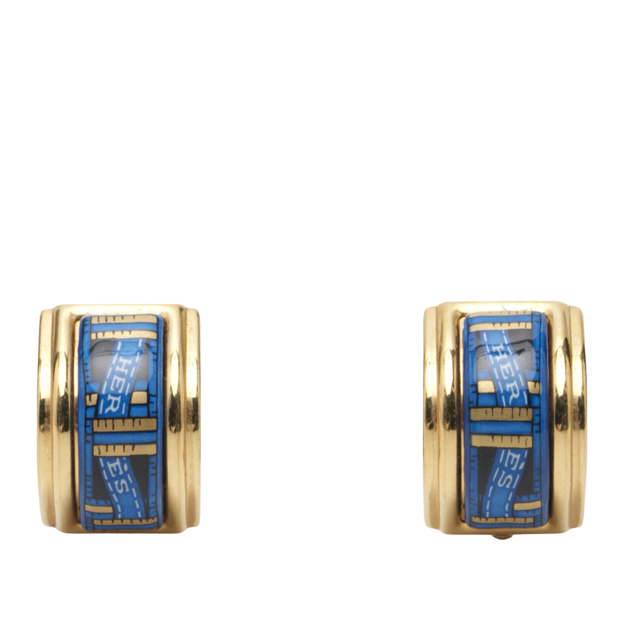 Pre-Loved Hermes Enamel Cloisonne Clip On Earrings